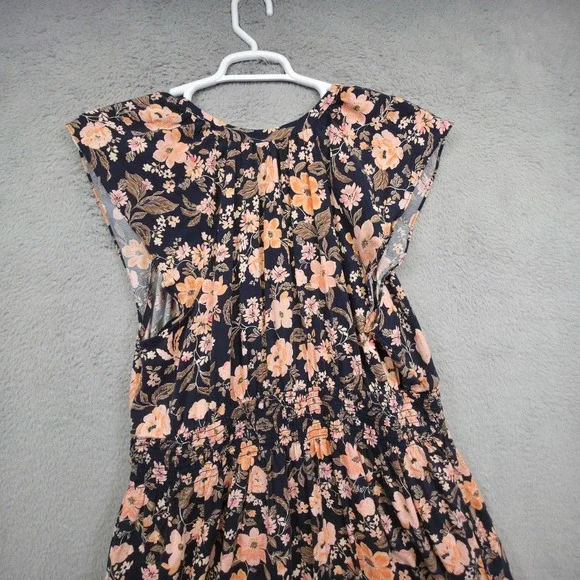 Old Navy Dress Womens XL Blue Tiered Floral Cottagecore Smocked Waist Midi Flowy - Picture 14 of 16